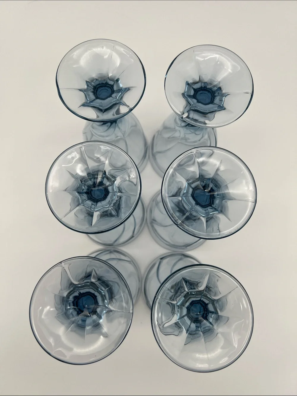 Noritake Vintage Sweet Swirl Light Blue Glass Wine Water Goblets (Set of 6)